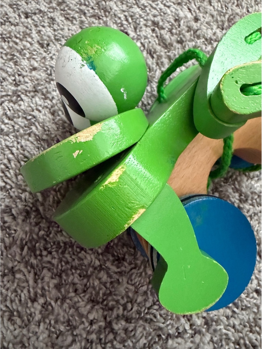 Melissa & Doug Green/Blue Wooden Rolling Frog Pull Toy - Picture 5 of 8